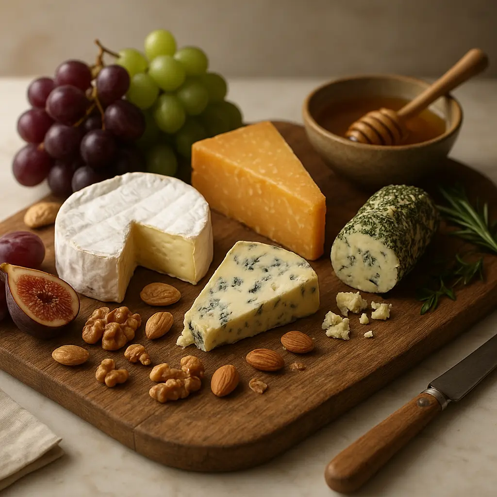 Artisanal Cheese Service auf Holzbrett