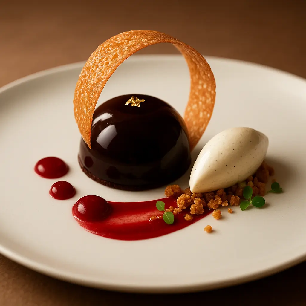 Premium Dessert in künstlerischer Präsentation